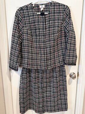 Vintage JMS Boucle Tweed 2 Piece Skirt Suit Plus Size 18W 22W